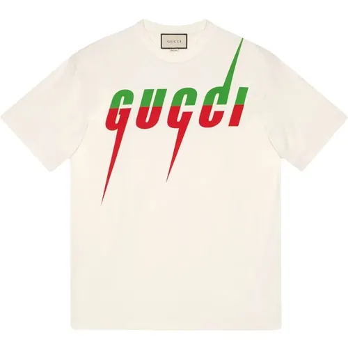 Blade Logo Cotton T-shirt , male, Sizes: L - Gucci - Modalova