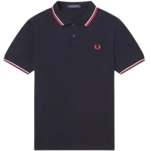 Farben Baumwoll-Polo-Shirt,Kontraststreifen Kurzarm Polo Shirt,Polo mit Kontraststreifen - Fred Perry - Modalova