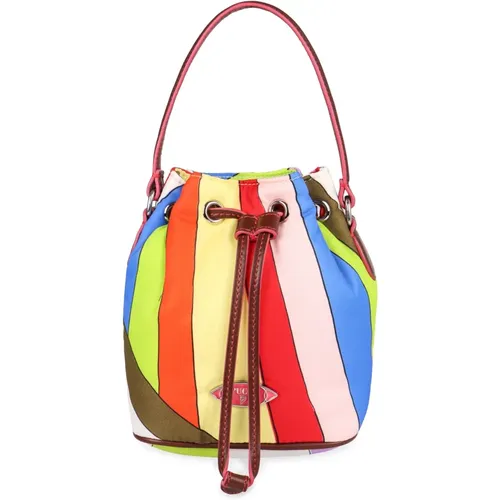 Bedruckte Bucket Bag mit Lederelementen , Damen, Größe: ONE Size - EMILIO PUCCI - Modalova