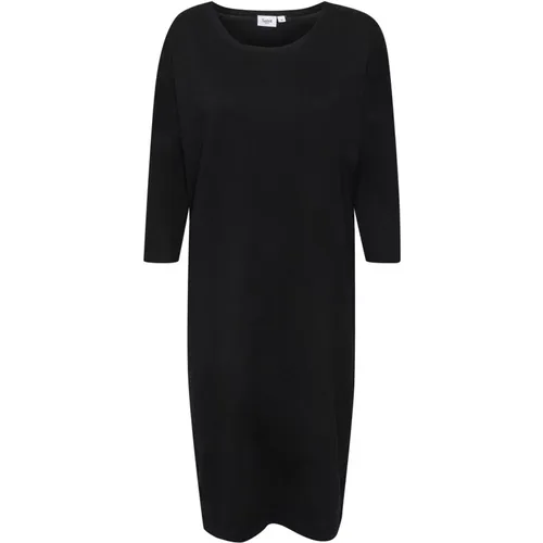 Soft Knit Dress with Round Neck and ¾ Sleeves , female, Sizes: M, 2XL - Saint Tropez - Modalova