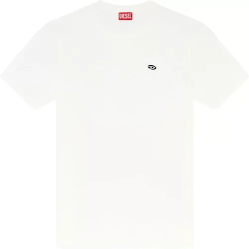 White Cotton T-Shirt with Logo , male, Sizes: L - Diesel - Modalova