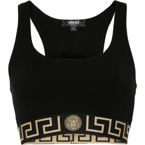 Schwarzes Top mit Medusa-Motiv - Versace - Modalova