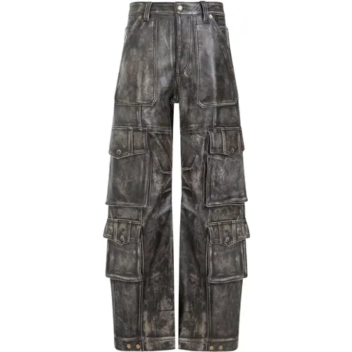 Vintage Brown Leather Cargo Pants , female, Sizes: 2XS - Golden Goose - Modalova