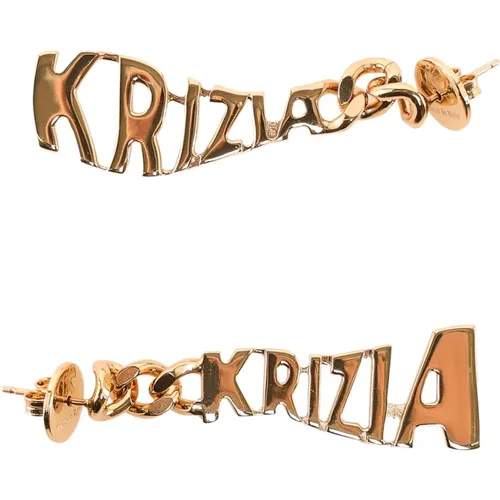 Messing Logo Ohrringe Krizia - Krizia - Modalova