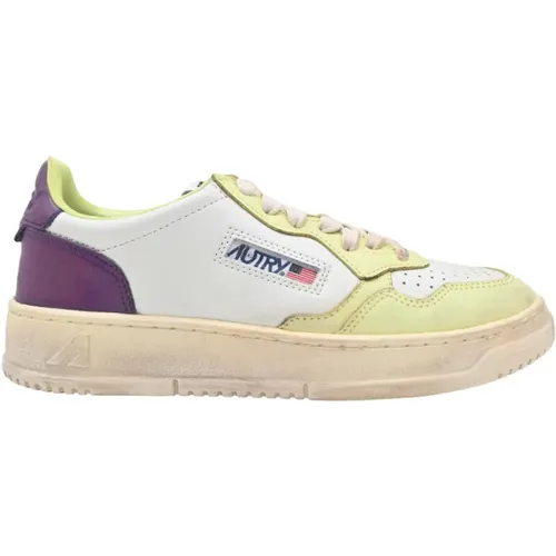 Vintage Low Top Sneakers White/Salmon/Purple , female, Sizes: 6 UK, 8 UK, 2 UK, 3 UK, 5 UK, 4 UK - Autry - Modalova