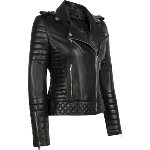 Alex Light Silver Perfecto Leather Jacket - Silk Edition , female, Sizes: S, XS - Cycas D’or - Modalova