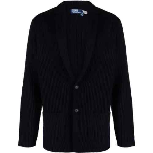 Navy Knitted Wool Blend Jacket , male, Sizes: S, M, L - Ralph Lauren - Modalova