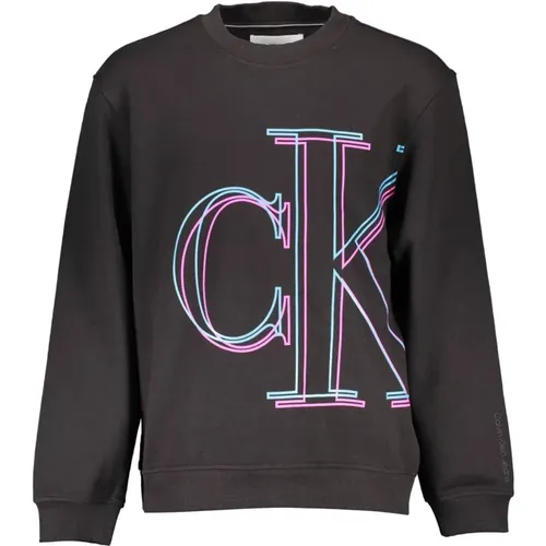 Schwarzer Herren Sweatshirt Langarm Druck , Herren, Größe: 2XL - Calvin Klein - Modalova