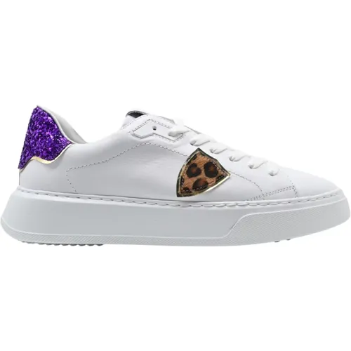 Low Glitter Sneakers in Violet , male, Sizes: 6 UK, 3 UK, 2 UK, 7 UK - Philippe Model - Modalova