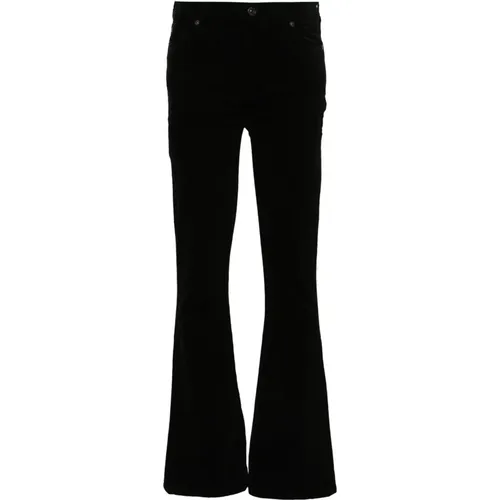 Schwarze Samt Flare Jeans , Damen, Größe: W26 - 7 For All Mankind - Modalova