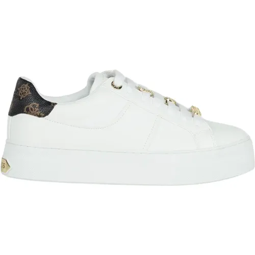 Elegante Logo Leder Sneakers , Damen, Größe: 39 EU - Guess - Modalova