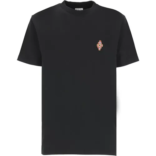 Schwarzes Baumwoll-T-Shirt mit Stickerei - Marcelo Burlon - Modalova
