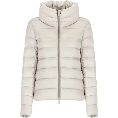 Gepolsterte Ivory Jacke mit Stehkragen , Damen, Größe: S - Save The Duck - Modalova