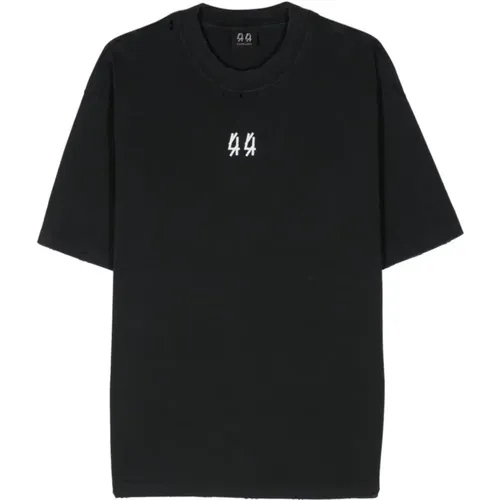 Schwarzes Zerstörtes Grafikdruck T-Shirt , Herren, Größe: L - 44 Label Group - Modalova