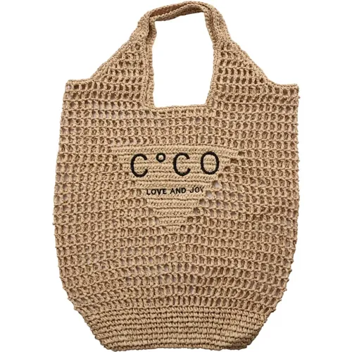 Straw Tote Bag with Logo , female, Sizes: ONE SIZE - Co'Couture - Modalova