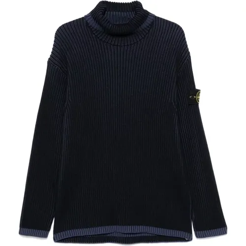 Ribbed Knit Roll Neck Sweater , male, Sizes: L - Stone Island - Modalova