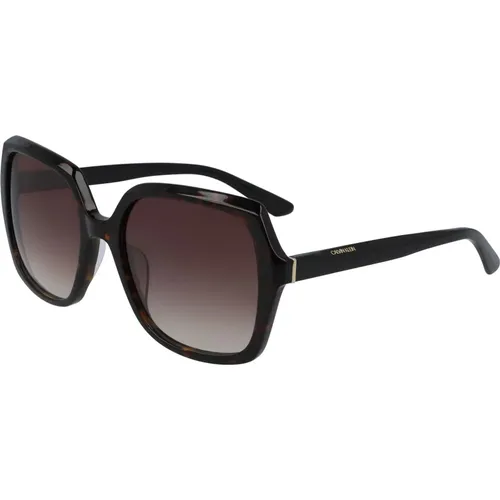 Dunkle Havana Sonnenbrille , Damen, Größe: 57 MM - Calvin Klein - Modalova