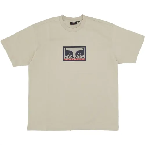 Eyes Logo Collaboration T-Shirt Cream , male, Sizes: L, XL, M - Obey - Modalova