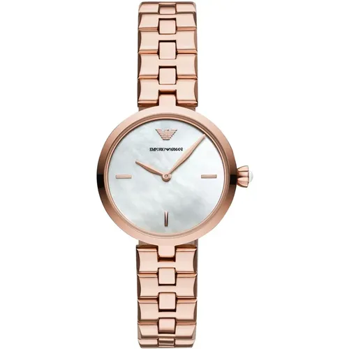 Luxury Quartz Watch with Rose Gold Stainless Steel Strap , unisex, Sizes: ONE SIZE - Emporio Armani - Modalova
