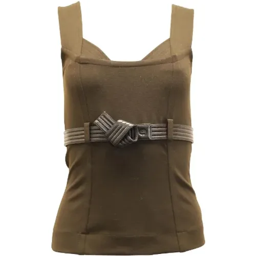 Brun bomull Gucci Top with Detachable Leather Belt , female, Sizes: XS - Gucci Vintage - Modalova