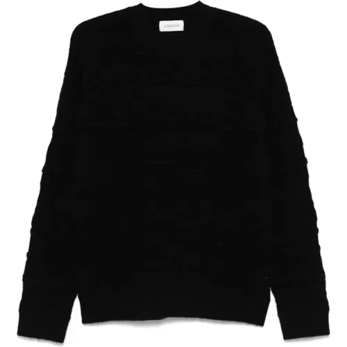 D Intarsien Pullover (Schwarz) , Herren, Größe: L - Laneus - Modalova