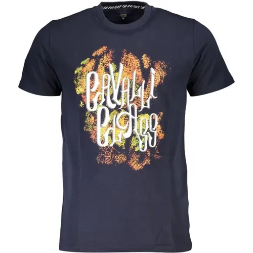 Printed Logo Round Neck T-Shirt , male, Sizes: M, XL, L, 2XL - Cavalli Class - Modalova