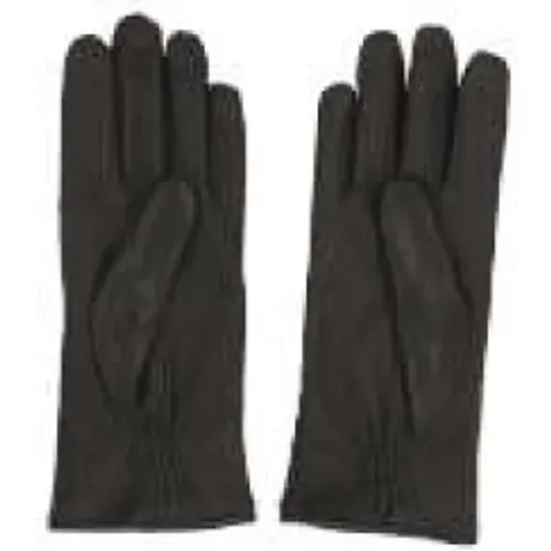 Dark Intrecciato Leather Gloves , female, Sizes: 8 IN, 7 1/2 IN, 7 IN - Bottega Veneta - Modalova