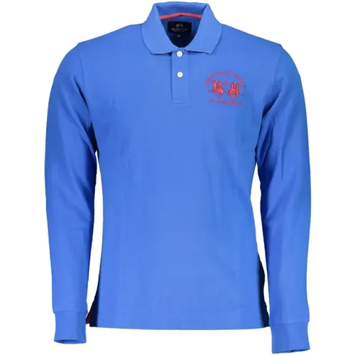 Elegantes Blaues Langarm-Polo-Shirt , Herren, Größe: 2XL - LA MARTINA - Modalova