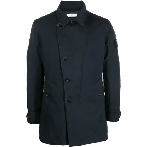 Compass Motif Buttoned Coat , male, Sizes: M, S - Stone Island - Modalova