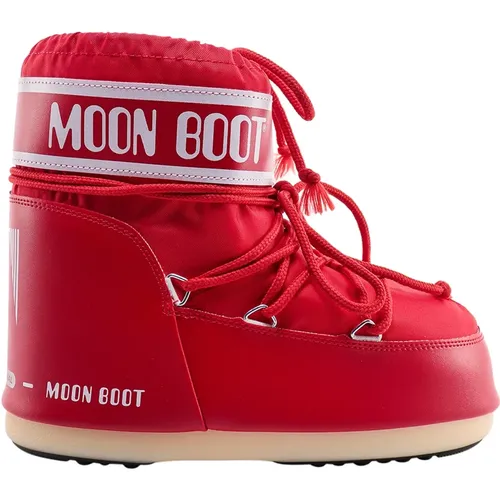 Rote Stiefeletten mit Überkreuzten Schnürsenkeln , Damen, Größe: 39 EU - moon boot - Modalova