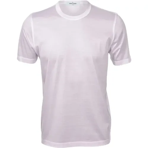 Weiße Baumwoll-T-Shirt Klassischer Stil , Herren, Größe: XL - Gran Sasso - Modalova