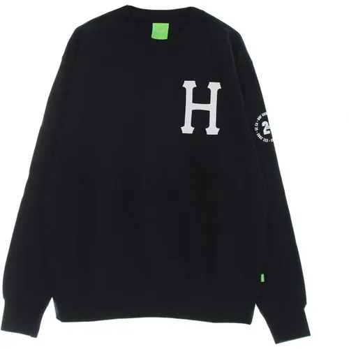 Navy Crewneck Sweatshirt with Logo Print , male, Sizes: M - HUF - Modalova