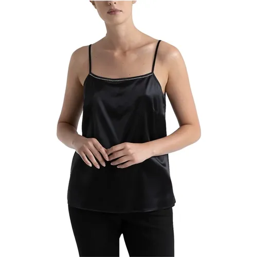 Glänzendes Seidensatin-Top mit Trägern , Damen, Größe: XL - PESERICO - Modalova