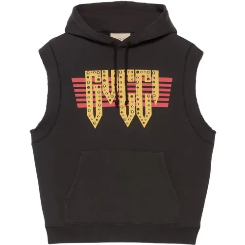 MultiColour Sleeveless Sweatshirt with Logo Print and Stud Embellishment , male, Sizes: S - Gucci - Modalova