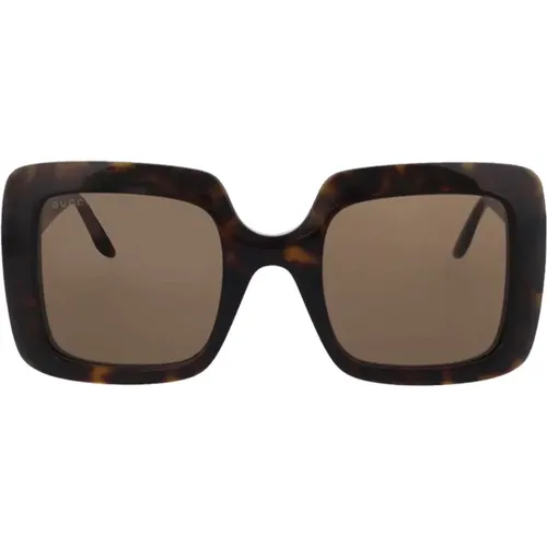 Quadratische Acetat-Sonnenbrille in Braun Schildpatt , Damen, Größe: 52 MM - Gucci - Modalova