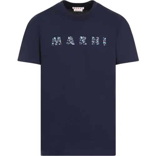 Cotton T-shirt Flb99 Blublack , male, Sizes: M, L - Marni - Modalova