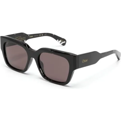 Schwarze Sonnenbrille mit Originalzubehör - Chloé - Modalova