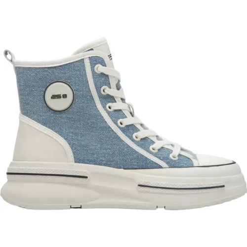 Damen Blaue High-Top Sneakers aus Weichen Textilien ES 8 Er00114602 , Damen, Größe: 39 EU - Estro - Modalova