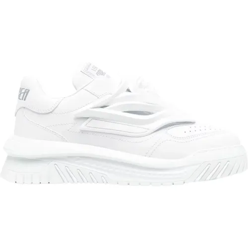 Weiße Odissea Low-Top Sneakers,Sneaker aus Kalbsleder - Versace - Modalova