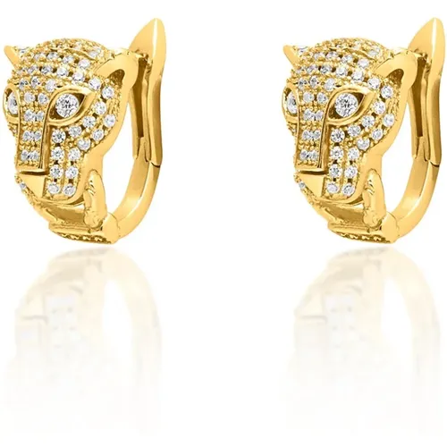 Gold Panther Huggie Earrings , female, Sizes: ONE SIZE - Nialaya - Modalova