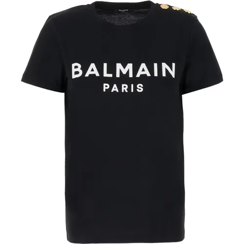 Lässiges Baumwoll T-Shirt , Damen, Größe: L - Balmain - Modalova