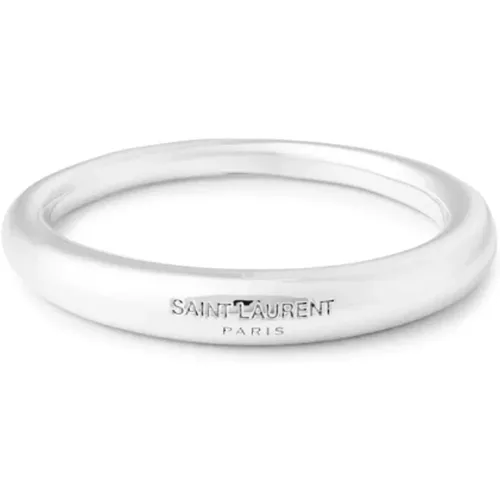 Logo Dome Ring Silberton Messing , Damen, Größe: 46 MM - Saint Laurent - Modalova