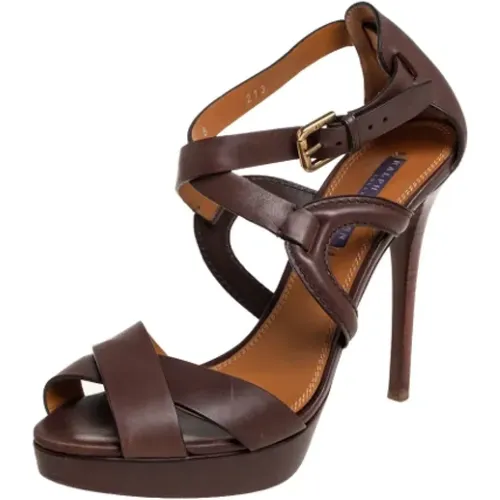 Pre-owned Leather sandals , female, Sizes: 7 1/2 UK - Ralph Lauren Pre-owned - Modalova