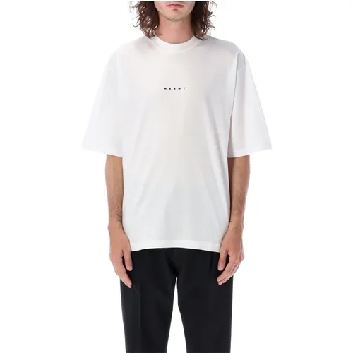 Boxy T-Shirt with Logo , male, Sizes: M, L - Marni - Modalova