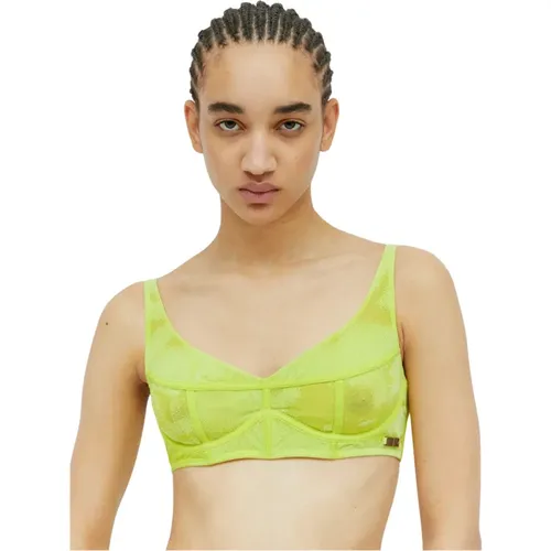 Flocked Mesh Longline Bra , Damen, Größe: 4XL - Diesel - Modalova