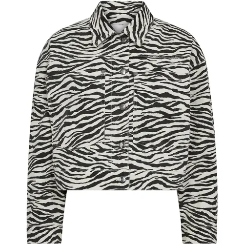 Zioncc Zebra Crop Jacket Offwhite , female, Sizes: S, L, M, XS, XL - Co'Couture - Modalova