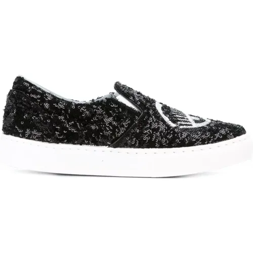 Schwarze Pailletten Slip-On Sneakers , Damen, Größe: 37 EU - Chiara Ferragni Collection - Modalova