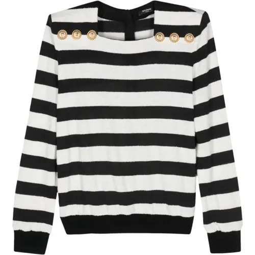 Gestreifter Strickpullover Balmain - Balmain - Modalova