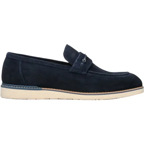 Herren Navy Velour Slip-On Loafers Er00112587 , Herren, Größe: 39 EU - Estro - Modalova