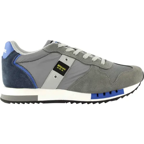 Grau/Blaue Sneaker für Herren , Herren, Größe: 40 EU - Blauer - Modalova